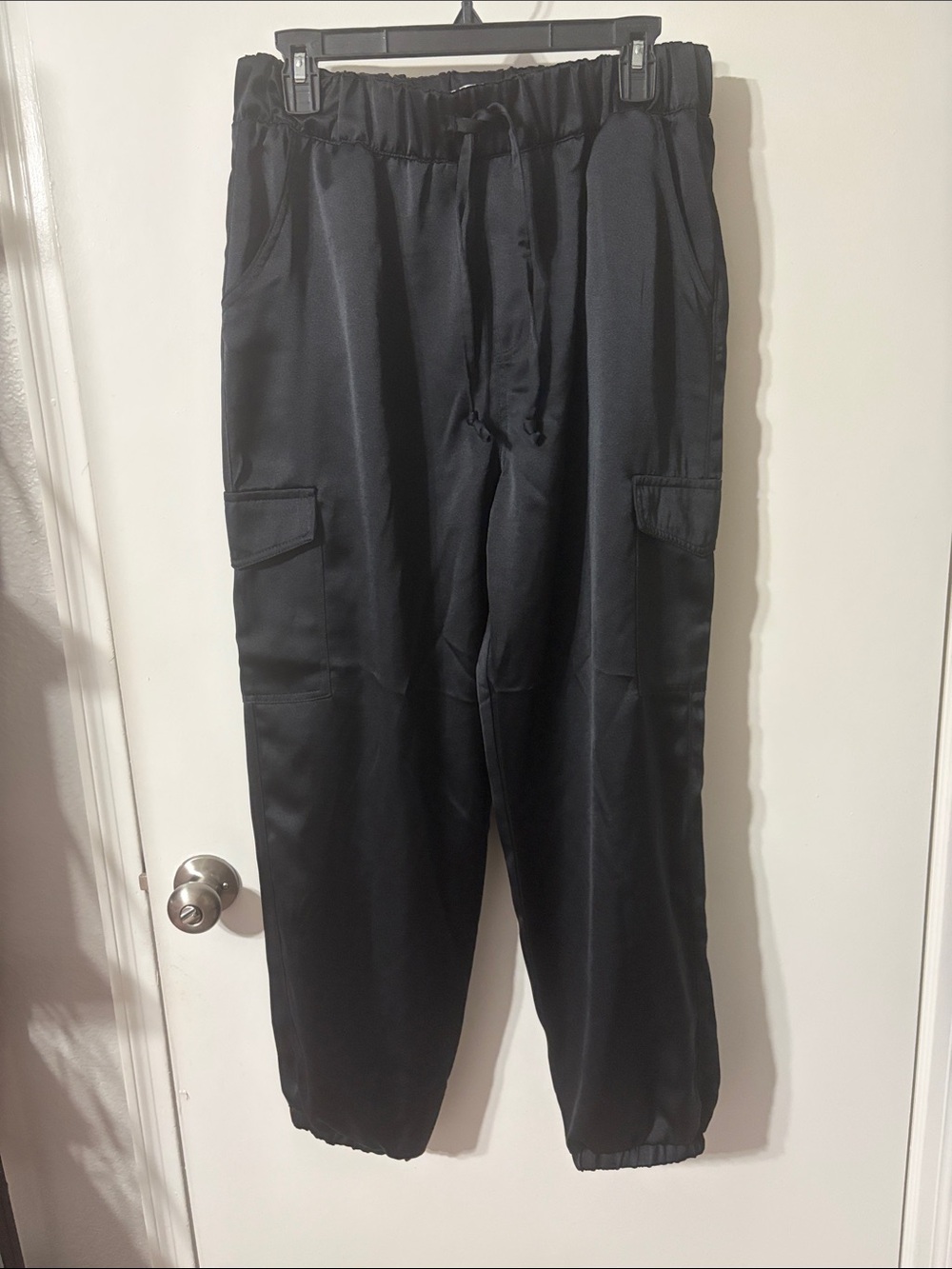 Women’s Silky Cargo Jogger Pants - Drawstring Waist